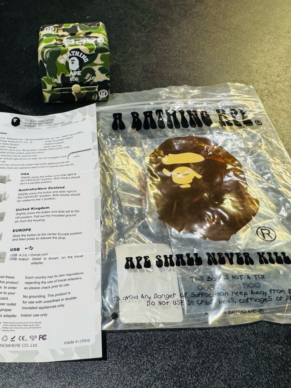 A BATHING APE Camouflage USB Travel Adapter - Green Camo